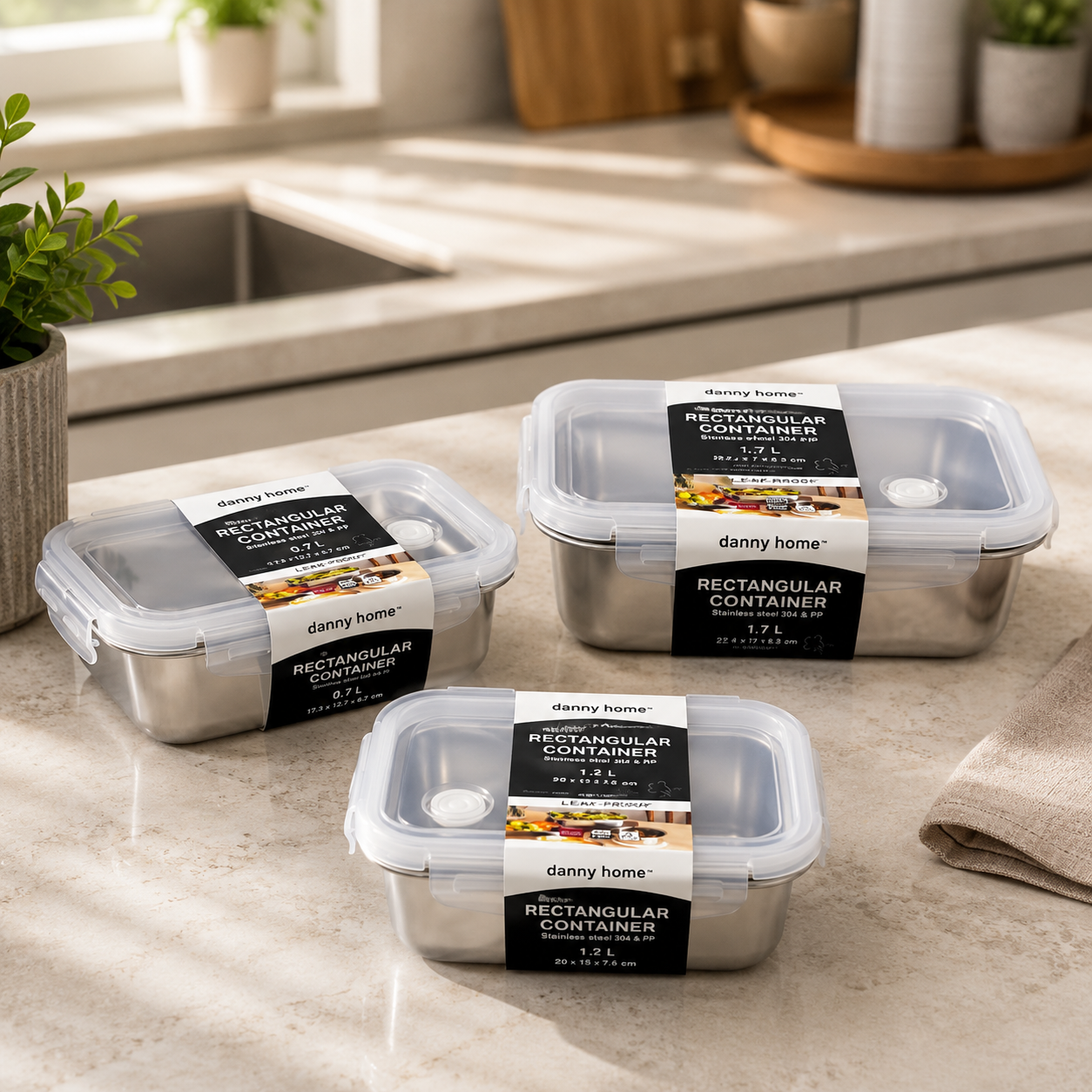 Premium Stainless Steel Rectangular Food Storage Container