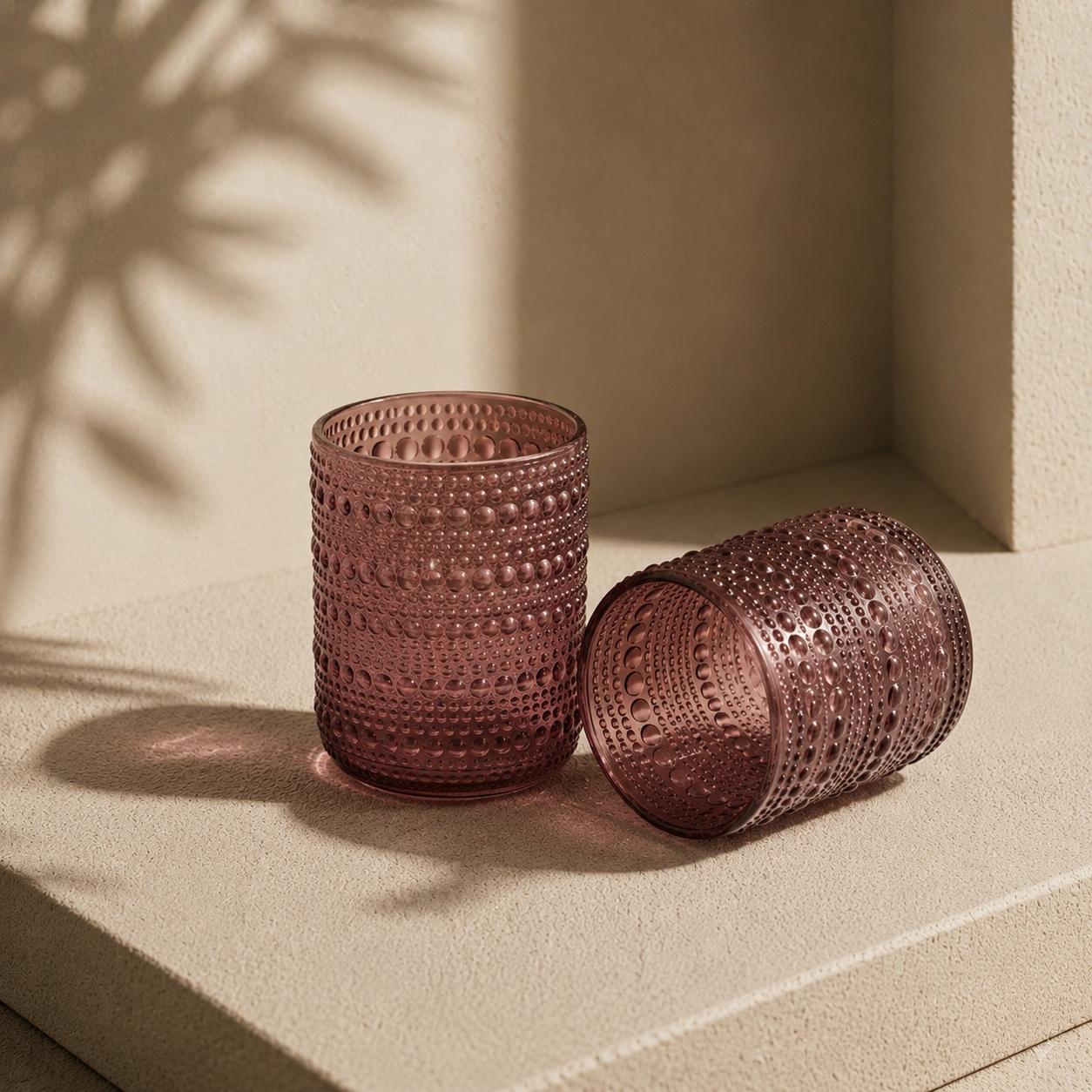 Rounded Textured Heat-Resistant Glass Tumblers