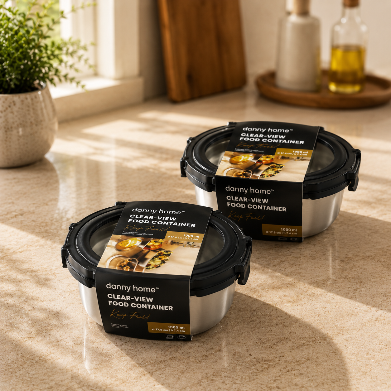 Clear-View Stainless Steel Round Food Container